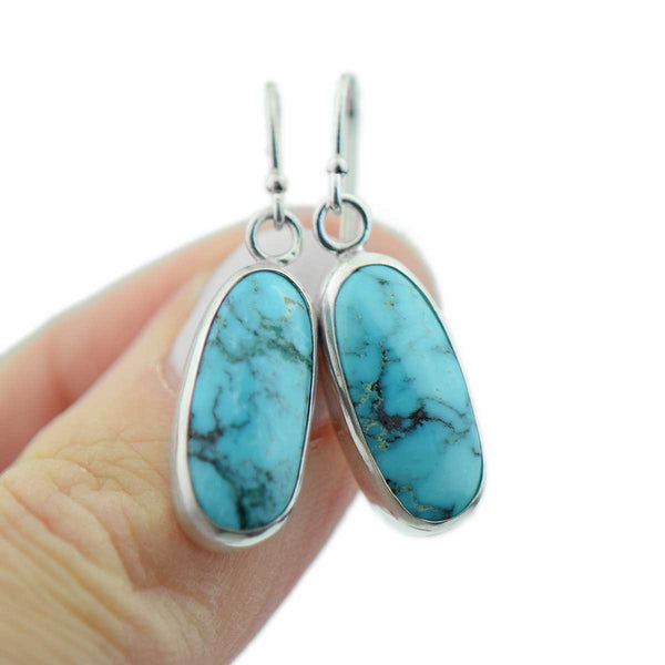 Green turquoise hot sale earrings silver