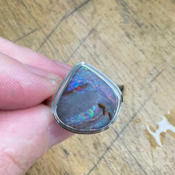 Boulder Opal Ring | Sterling Silver | Size 8