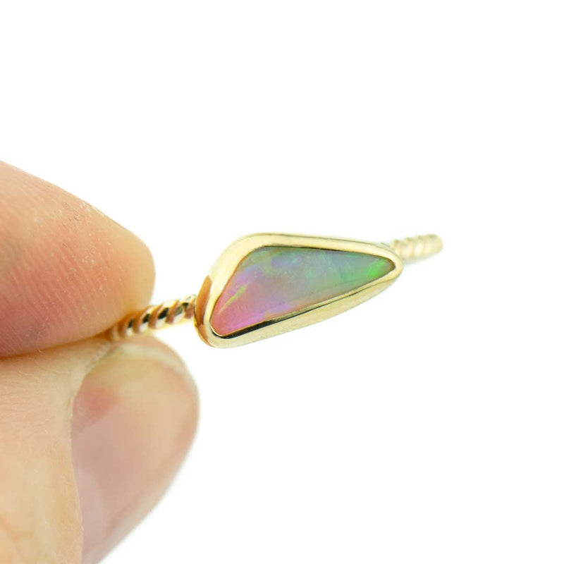 Triangle Crystal Opal 14k Gold Ring Size 7.5