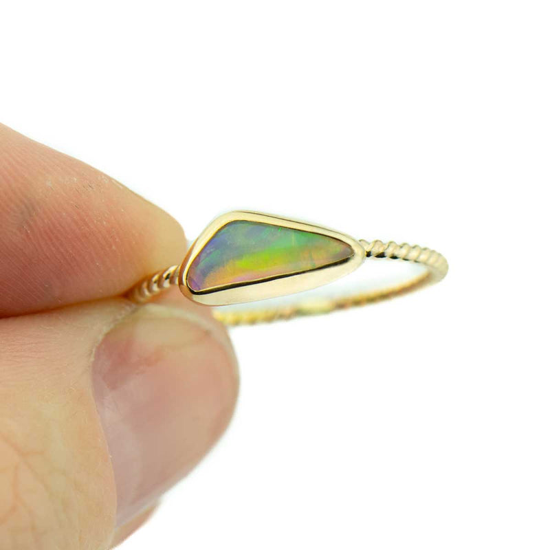 Triangle Crystal Opal 14k Gold Ring Size 7.5