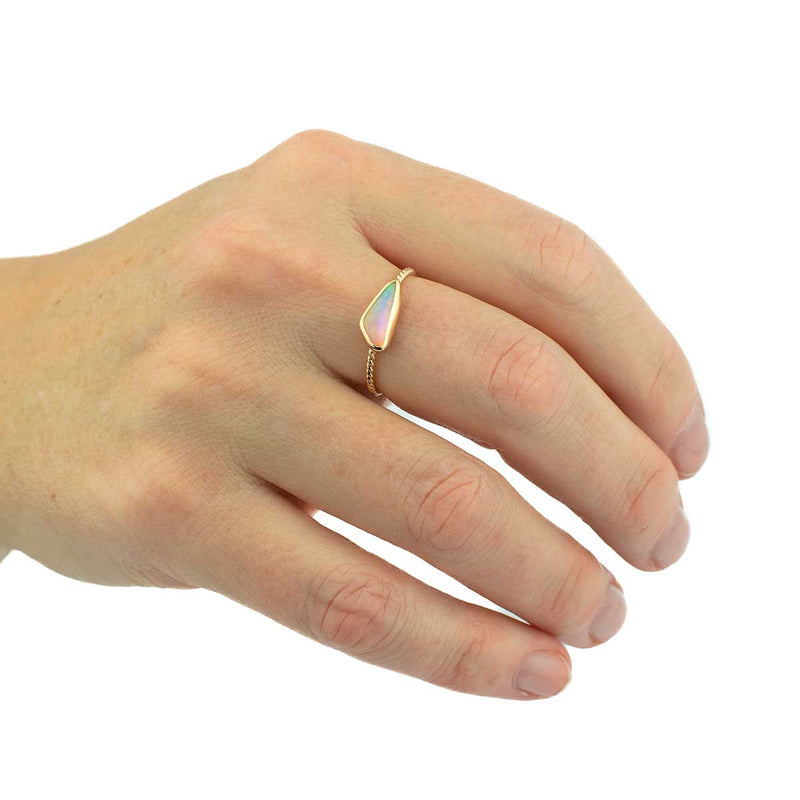 Triangle Crystal Opal 14k Gold Ring Size 7.5